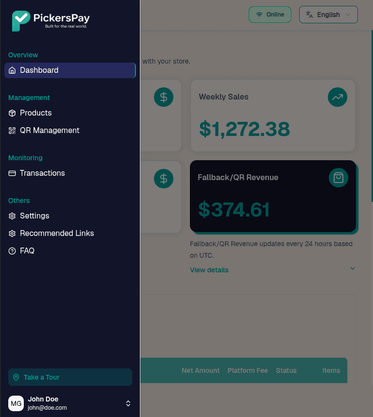 Dashboard tablet view 1